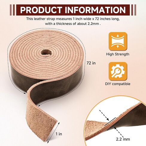 Genuine Full Grain Leather Strip, 1 Inch Wide x 79 Inches Long, 2.2mm Thick Oil Tanned Cowhide Leather Strap for DIY Craft Projects, Tooling, Belts, Knife Sheath, Gardening Tools – Dark Brown in Kuwait