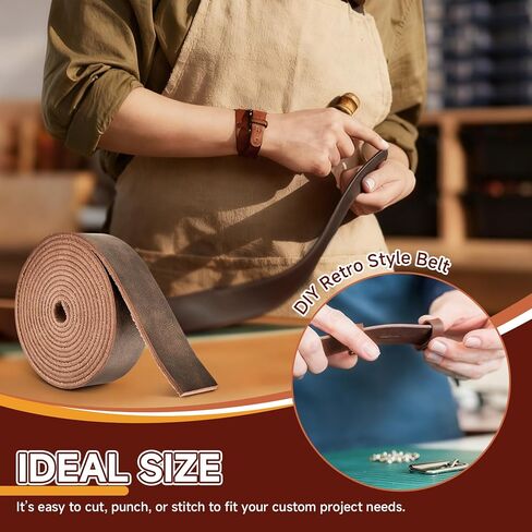 Genuine Full Grain Leather Strip, 1 Inch Wide x 79 Inches Long, 2.2mm Thick Oil Tanned Cowhide Leather Strap for DIY Craft Projects, Tooling, Belts, Knife Sheath, Gardening Tools – Dark Brown in Kuwait