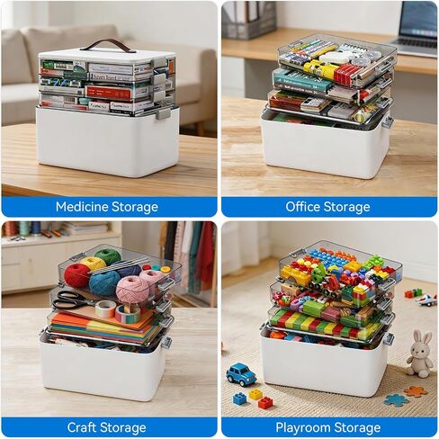 MUEE 4-Tier Medicine Organizer Box with Handle & Side Latches in Kuwait