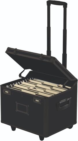 Vaultz Portable File Box with Handle - Dual Lock File Boxes with Lids, Letter & Legal-Size Hanging Folders, Laptop Sleeve - HIPAA Compliant Portable Safe Storage Box, 14.5" x 17.5" x 15.5" in Kuwait