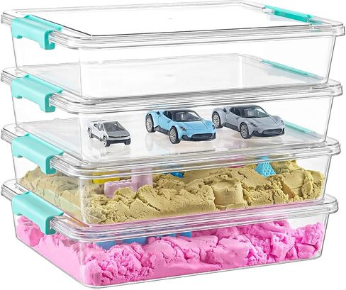 6 QT Clear Plastic Storage Bins with Lids, Stackable Sensory Bins, Clip Box in Kuwait