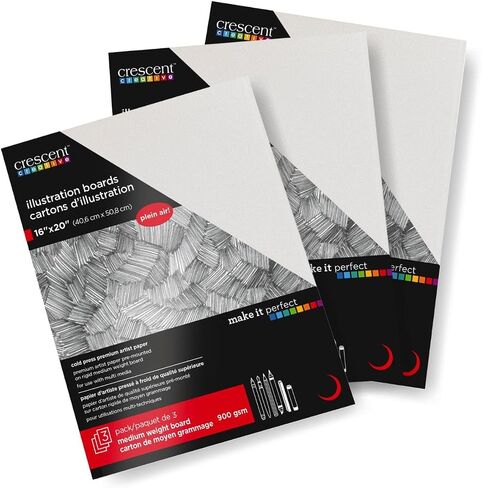 Crescent Creative Illustration Board 16x20, 3 Sheets, Cold Press Surface for Colored Pencil and Graphite | Acid-Free, pH Neutral, Rigid Medium Weight Board in Kuwait