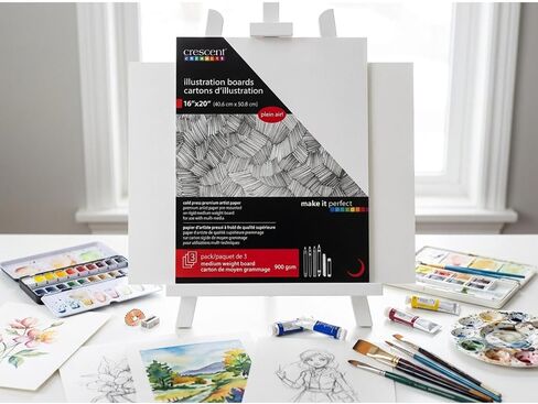 Crescent Creative Illustration Board 16x20, 3 Sheets, Cold Press Surface for Colored Pencil and Graphite | Acid-Free, pH Neutral, Rigid Medium Weight Board in Kuwait
