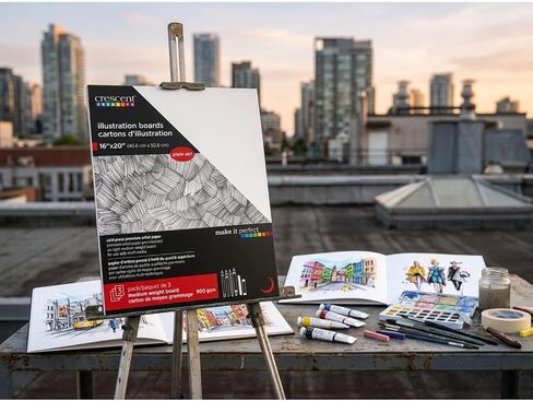 Crescent Creative Illustration Board 16x20, 3 Sheets, Cold Press Surface for Colored Pencil and Graphite | Acid-Free, pH Neutral, Rigid Medium Weight Board in Kuwait