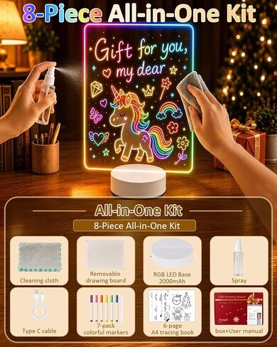 LED Drawing Board for Kids Ages 3-12, Light Up Doodle Writing Pad Art Kits in Kuwait