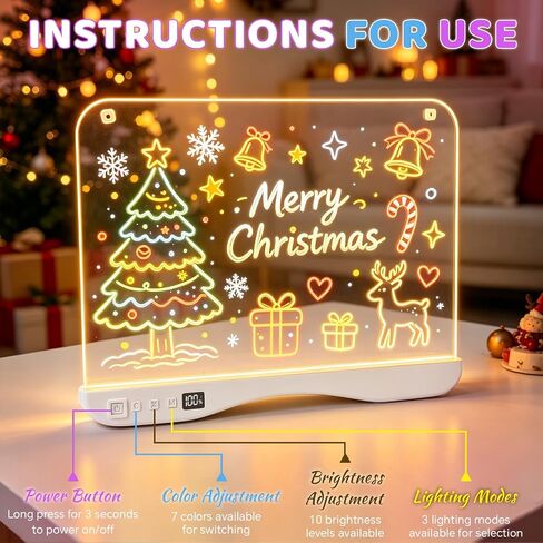 QIAOBUQI 16" Rechargeable LED Drawing Board, Colorful Doodle Board with 3 Modes & 8 Colors Light Up, Reusable Learning Toys for Kids (Ages 3-8), Ideal Gift for Christmas Birthday (Blue) in Kuwait