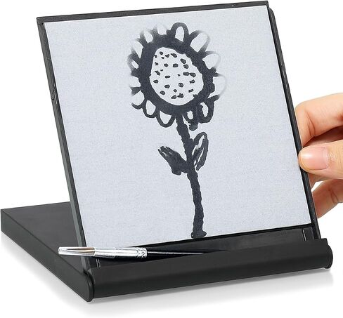 Water Drawing Board with Brush, 5.4x5.8 inch Zen Art Pinting Board, Portable Reusable Inkless Calligraphy Writing Magic Canvas Slate Unique Gift Set for Buddha Mindfulness Meditation Relaxation in Kuwait