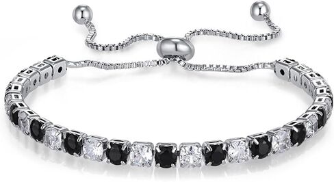 Tennis Chain Rhinestone Beads Slider Bracelet 14K Gold Silver Plated Adjustable Crystal Seed Bracelet for Women Girl Teen Wedding Party Geometric Jewelry Gift in Kuwait