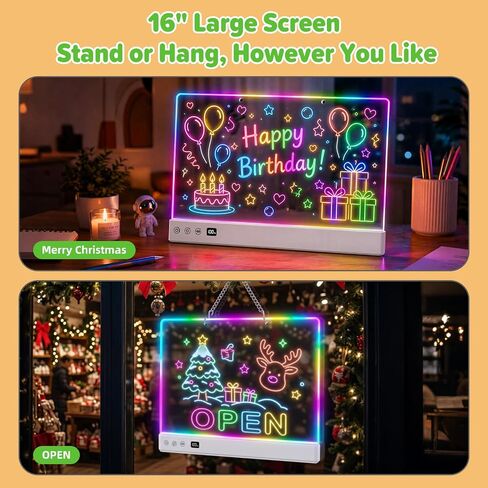 16" LED Drawing Board for Kids, Glowing Neon Light Up Writing Tablet in Kuwait