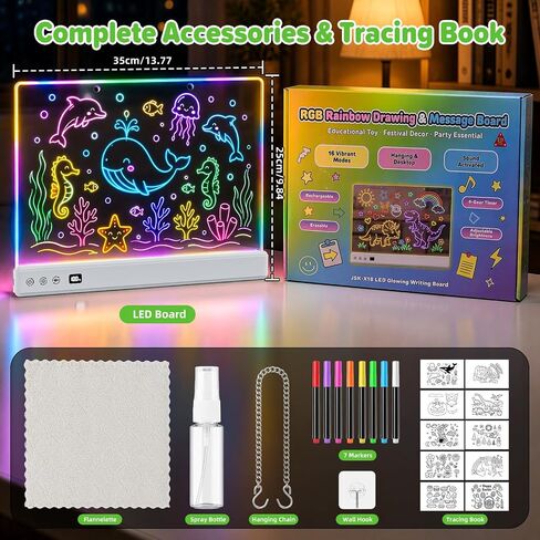 16" LED Drawing Board for Kids, Glowing Neon Light Up Writing Tablet in Kuwait