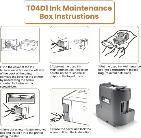 2Pcs E-04D1 Print Maintenance Tank, T04D1 Waste Ink Storage Unit in Saudi Arabia
