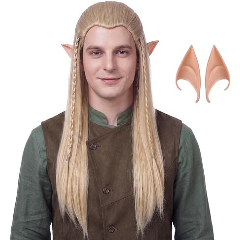 Yan Dream Men Braids Prestyled Wigs Long Straight Elf Wig Ash Blonde Cosplay Costume Halloween Parties Anime Wig in Kuwait