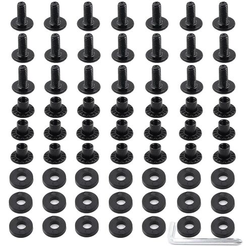 21 Sets Black Chicago Screws #8-32 1/4″ Holster Screws for Leather & Kydex Holsters & Clips and Knife Sheaths, with a Cross-Head Screw, Slotted Nut, Rubber Washer, and Cross Wrench. (1/4″- 21 Sets) in Kuwait