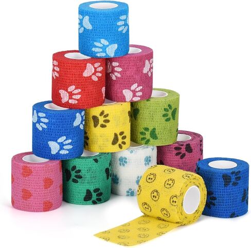 12 Rolls Pet Vet Wrap Dog Self Adhesive Bandage Wrap for Horse Cat Animal in Kuwait