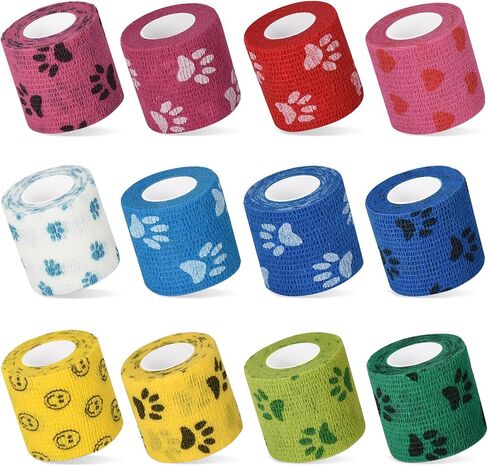 12 Rolls Pet Vet Wrap Dog Self Adhesive Bandage Wrap for Horse Cat Animal in Kuwait