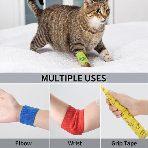 12 Rolls Pet Vet Wrap Dog Self Adhesive Bandage Wrap for Horse Cat Animal in Kuwait