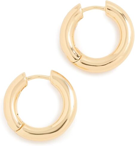 gorjana Women’s Lou Hoops, Chunky High Shine Hoop Earrings, Stainless Steel Post, 18K Gold Plated in Kuwait
