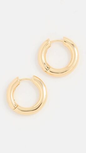 gorjana Women’s Lou Hoops, Chunky High Shine Hoop Earrings, Stainless Steel Post, 18K Gold Plated in Kuwait