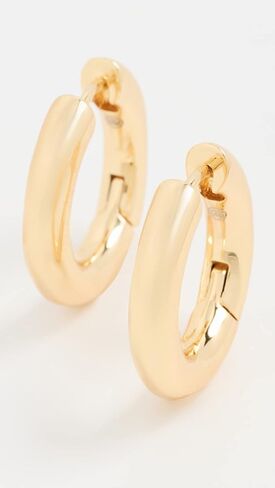 gorjana Women’s Lou Hoops, Chunky High Shine Hoop Earrings, Stainless Steel Post, 18K Gold Plated in Kuwait