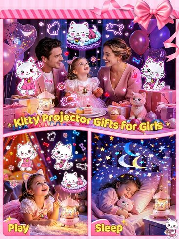 Kitty Toys for Girls 15 Sounds+19 Films, Cat Themed Gifts Projector in Kuwait