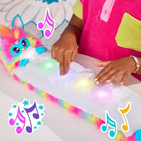 FURBY DJ Interactive Toy, Super Snuggly Rainbow Electronic Plush with Music, Lights, Motion, & Games, Speaks English & Furbish, 32in Long, Ages 6+ in Kuwait