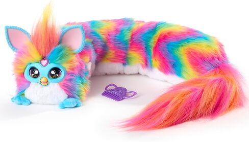 FURBY DJ Interactive Toy, Super Snuggly Rainbow Electronic Plush with Music, Lights, Motion, & Games, Speaks English & Furbish, 32in Long, Ages 6+ in Kuwait