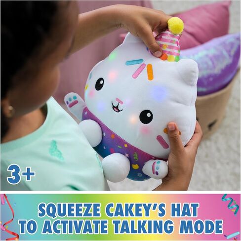Gabby's Dollhouse Celebrations, Sprinkle Party Cakey Cat Plush, 10-Inch Interactive Stuffed Animal with Sounds, Kids Toys for Girls & Boys Ages 3+ in Kuwait