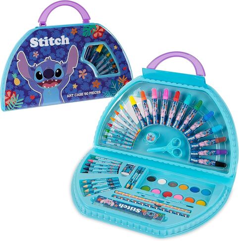 Disney Stitch Kids Art Set 40 Plus Pieces Princess Kids Colouring Sets Paints Colouring Pencils Markers Crayons Travel Art Supplies Gifts for Kids (Blue Stitch Set) in Kuwait