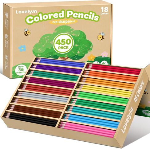 Colored Pencils Bulk Set 450 Count, Coloring Pencils in 18 Assorted Colors in Kuwait