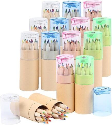 30 Pack Mini Drawing Colored Pencils with Sharpener, Portable Color Pencils in Tube Drawing Pencil Bulk for Kids Adults Artists Writing Sketching Painting, Classroom School Supplies in Kuwait