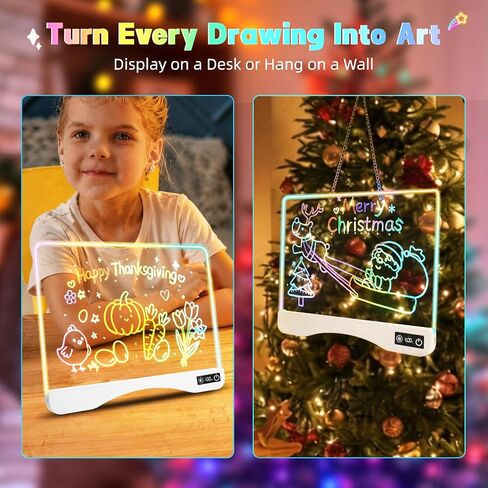 16.5" LED Drawing Board for Kids, Birthday Gifts for 3 5 6 Year Old Girl Boy, Light Up with 17 RGB Colors, 5 Dynamic Light, Rechargeable Screen-Free Tracing Toy with 10 Brightness Levels & Remote in Kuwait