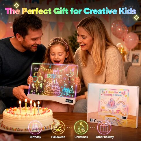 16.5" LED Drawing Board for Kids, Birthday Gifts for 3 5 6 Year Old Girl Boy, Light Up with 17 RGB Colors, 5 Dynamic Light, Rechargeable Screen-Free Tracing Toy with 10 Brightness Levels & Remote in Kuwait