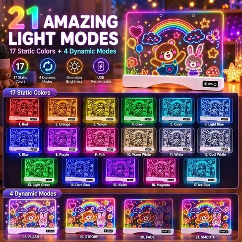 16" Rechargeable LED Drawing Board for Kids, 21 Effects, Remote Control in Kuwait