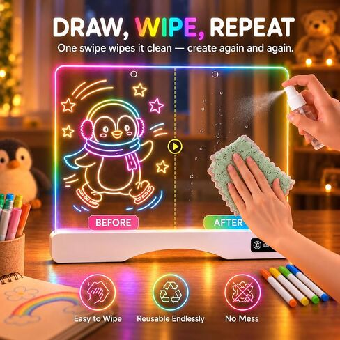 16" Rechargeable LED Drawing Board for Kids, 21 Effects, Remote Control in Kuwait