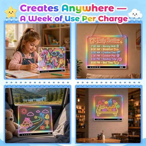 KVXAJWOT 16" LED Drawing Board, 16 Light Modes, 8 Colors, Built-in Stand in Kuwait