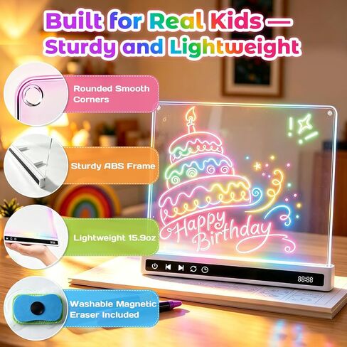 KVXAJWOT 16" LED Drawing Board, 16 Light Modes, 8 Colors, Built-in Stand in Kuwait