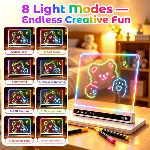 KVXAJWOT 16" LED Drawing Board, 16 Light Modes, 8 Colors, Built-in Stand in Kuwait