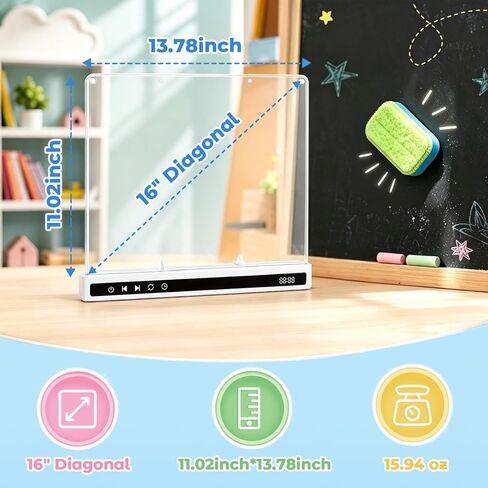 KVXAJWOT 16" LED Drawing Board, 16 Light Modes, 8 Colors, Built-in Stand in Kuwait