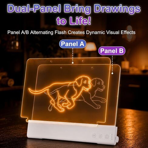 16" LED Drawing Board for Kids, Dual Panels Light Up Rechargeable Board in Kuwait