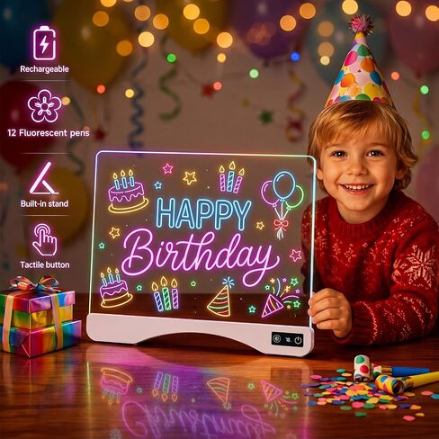 16" LED Drawing Board for Kids Glow Doodle Light Up Dry Erase Board in Kuwait