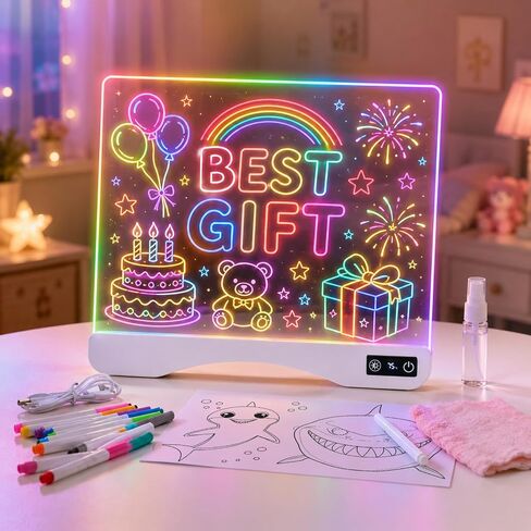 16" LED Drawing Board for Kids Glow Doodle Light Up Dry Erase Board in Kuwait