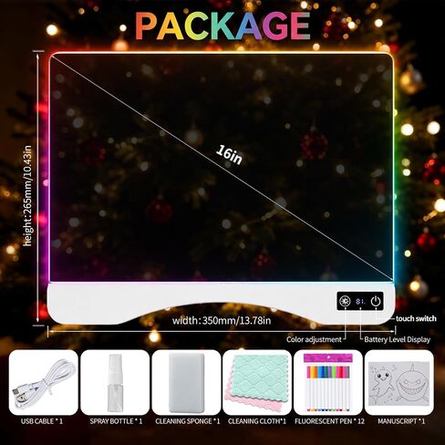 16" LED Drawing Board for Kids Glow Doodle Light Up Dry Erase Board in Kuwait