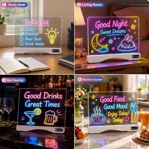 16" LED Drawing Board for Kids Glow Doodle Light Up Dry Erase Board in Kuwait