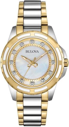 Bulova Ladies' Classic Diamond 3-Hand Quartz Stainless Steel Watch, 12 Diamonds, Mother-of-Pearl Dial in Saudi Arabia