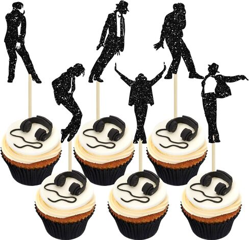 Ephlyn 30Pcs Dance King Cupcake Toppers Dancers Happy Birthday Cupcake Pick Decorations for Forever God Art Dance Theme Birthday Anniversary Party Decoration Supplies Black in Kuwait