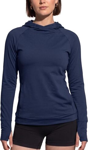 Zengjo Womens Lightweight Hoodie Pullover-Hooded Long Sleeve Running Yoga Workout Tops for Women-Cowl Neck&Thumbhole in Kuwait
