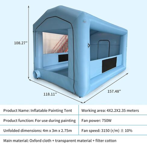 13x10x9FT Inflatable Paint Booth with 750W Blower & Filter System in Kuwait