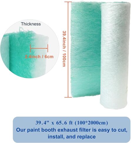 Paint Booth Exhaust Filter Roll 39.4’’ x 65.6ft, 2.4inch Thick Spray Booth Filter in Kuwait