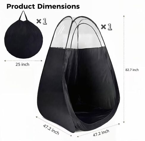 9-in-1 Large Spray Tan Tent Kit, Deluxe Pop Up Portable Professional Self Tanning Tent with Carry Bag Waterproof Floor, Sunless Spray Tan Booth with Vent Opening (Black) in Kuwait
