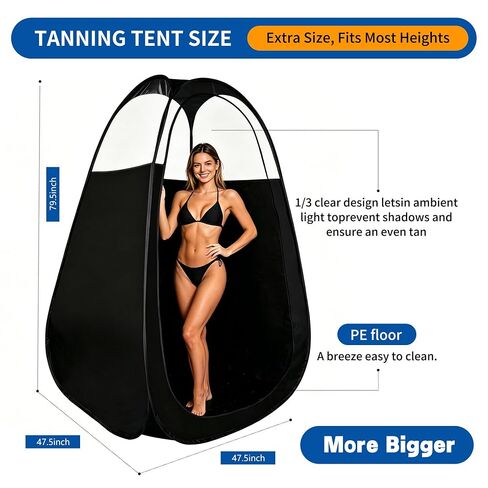 9-in-1 Large Spray Tan Tent Kit, Deluxe Pop Up Portable Professional Self Tanning Tent with Carry Bag Waterproof Floor, Sunless Spray Tan Booth with Vent Opening (Black) in Kuwait